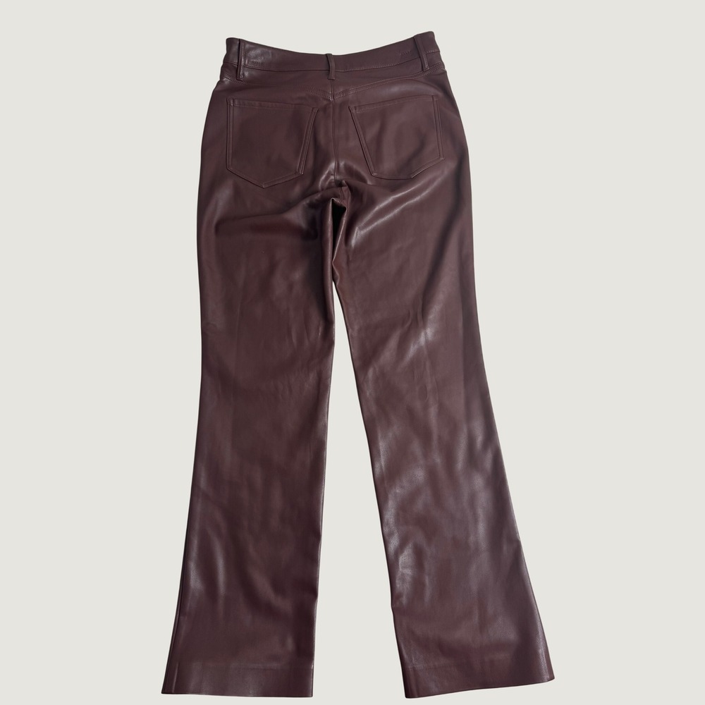Chic Express 90s Slim Super High Rise Faux Leather Pants Burgundy Brown 10R - Picture 10 of 10